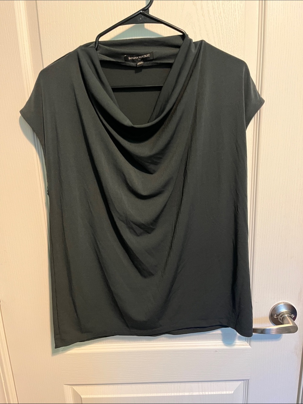 Banana Republic Black Cowl Neck Cap Sleeve Top